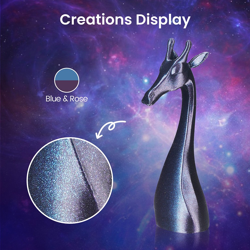 ERYONE Burnt Titanium Dual Color PLA Filament 1kg - Blue & Rose-red