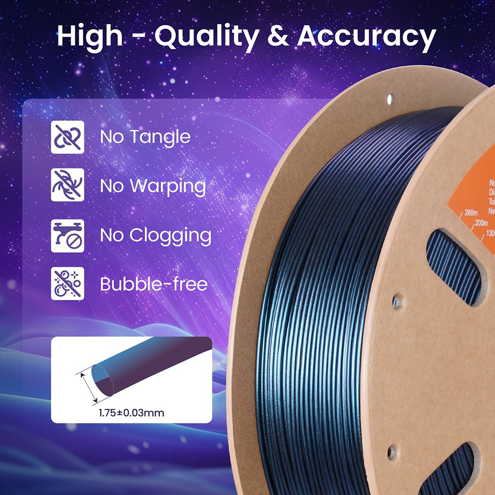 ERYONE Burnt Titanium Dual Color PLA Filament 1kg - Blue & Rose-red