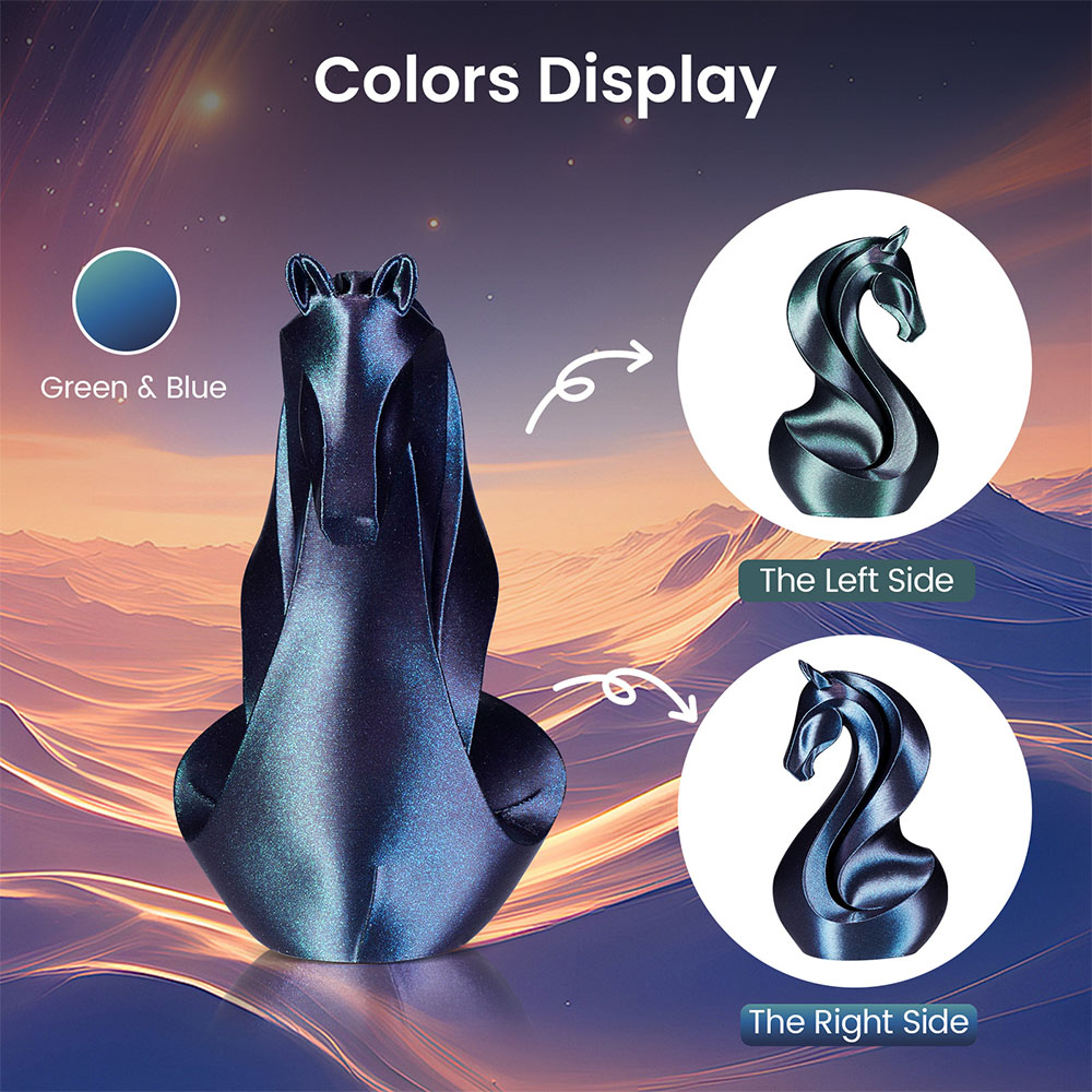 ERYONE Burnt Titanium Dual Color PLA Filament 1kg - Green & Blue