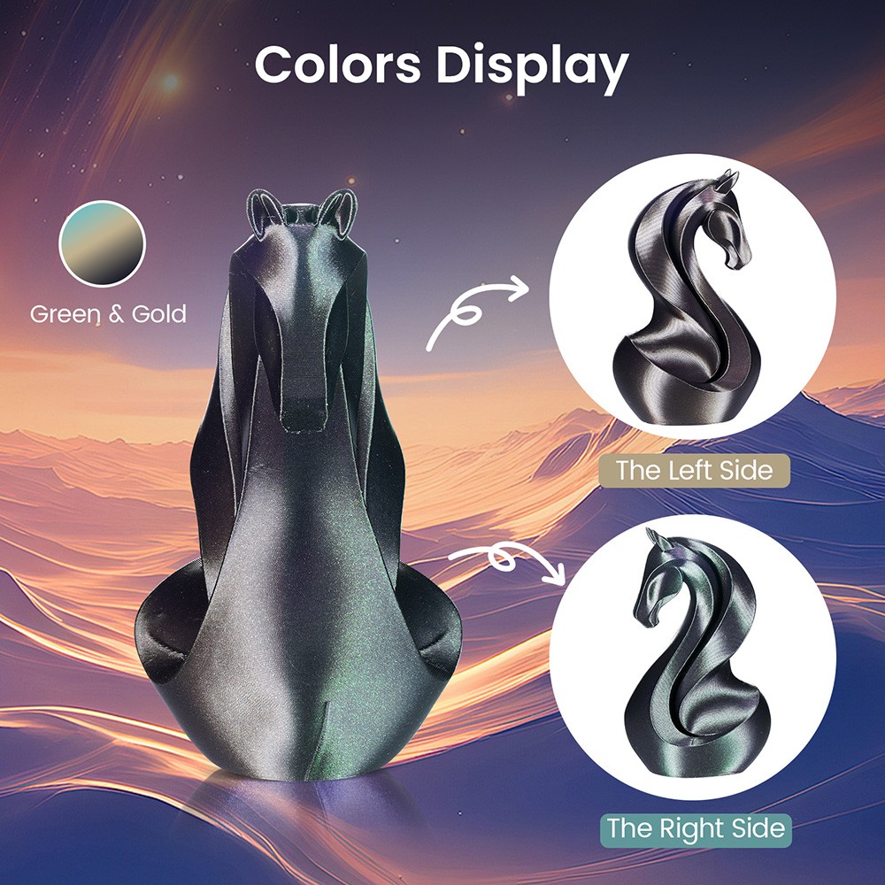 ERYONE Burnt Titanium Dual Color PLA Filament 1kg - Green & Golden