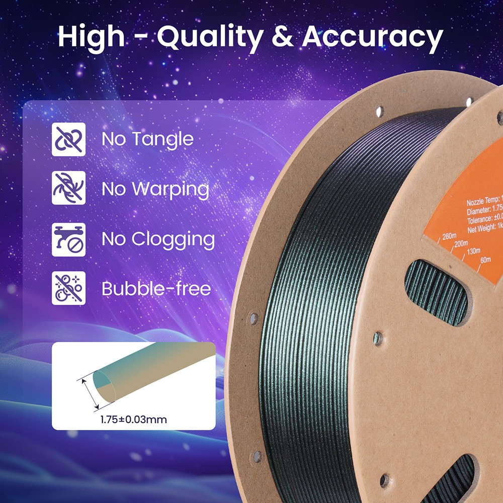 ERYONE Burnt Titanium Dual Color PLA Filament 1kg - Green & Golden