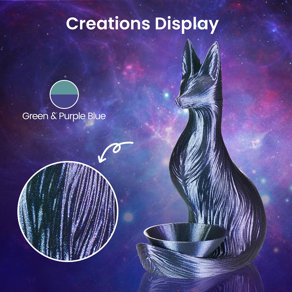 ERYONE Burnt Titanium Dual Color PLA Filament 1kg - Green & Purple-blue
