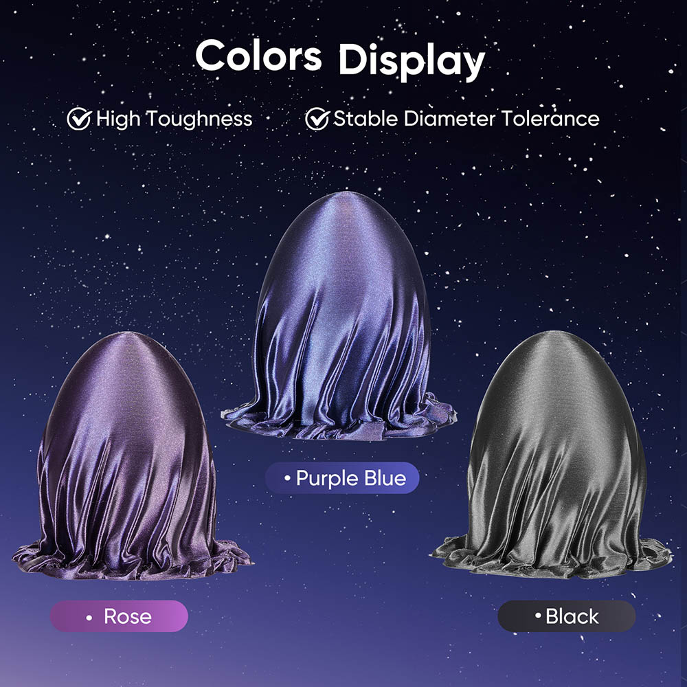 ERYONE Burnt Titanium Tri Color PLA Filament 1kg - Black & Rose-red & Purple-blue