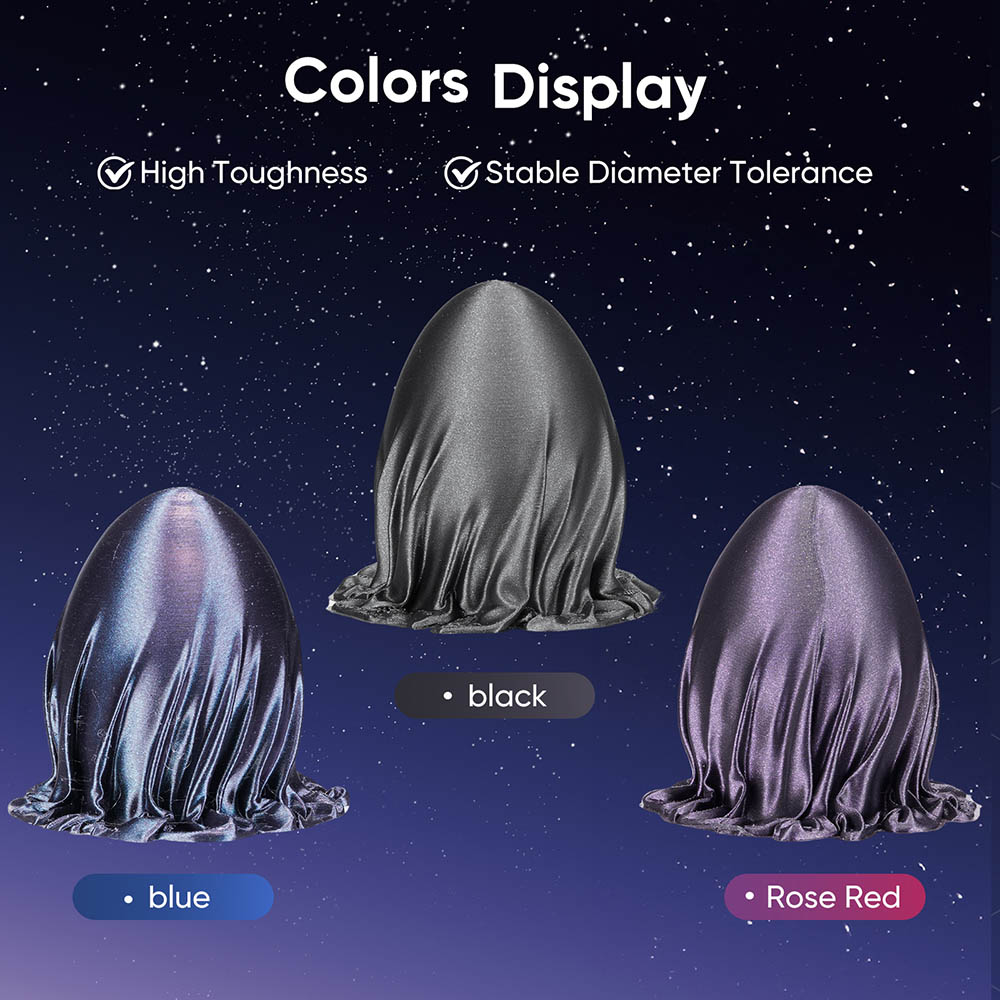 ERYONE Burnt Titanium Tri Color PLA Filament 1kg - Blue & Black & Rose-red