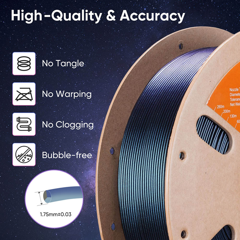 ERYONE Burnt Titanium Tri Color PLA Filament 1kg - Blue & Golden & Green