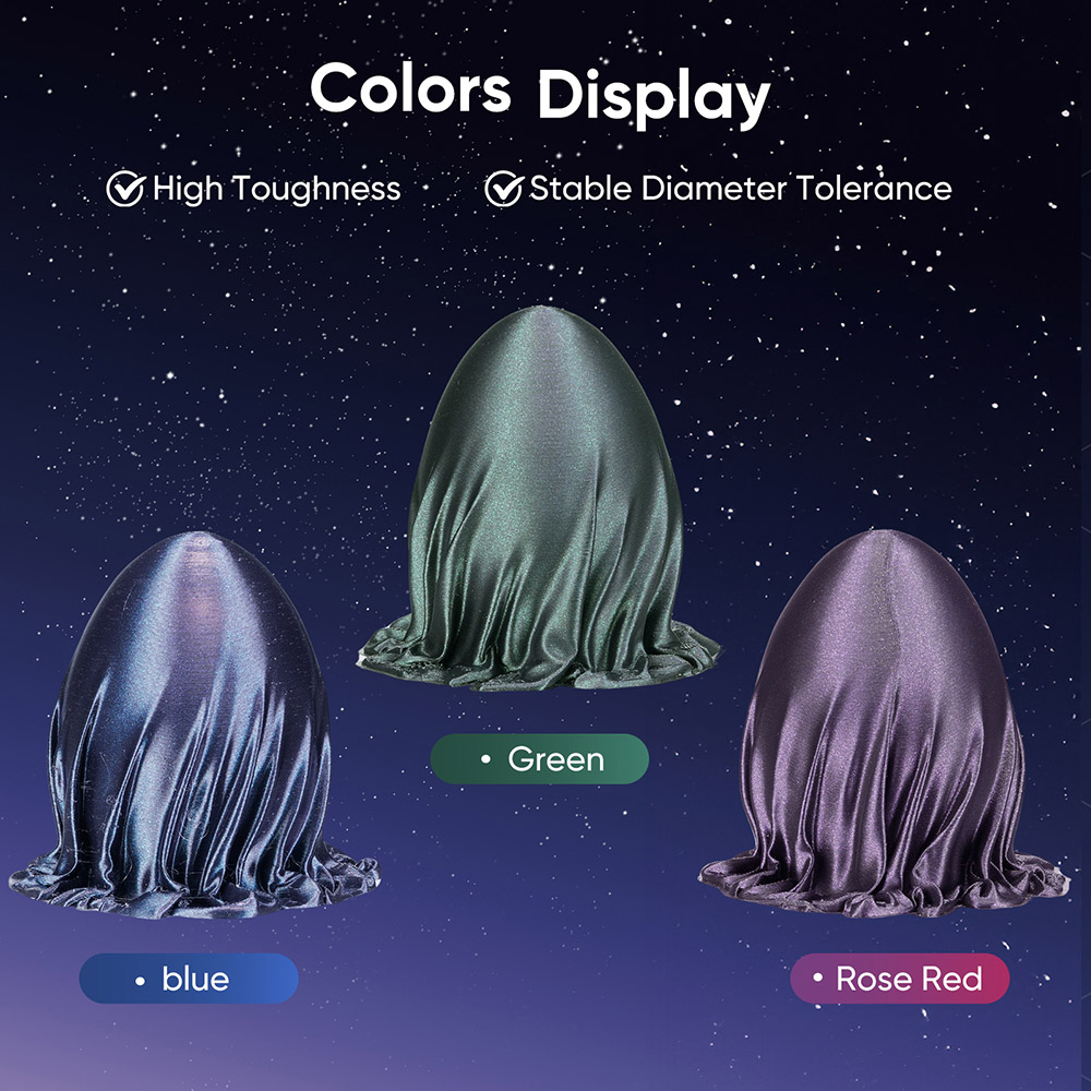 ERYONE Burnt Titanium Tri Color PLA Filament 1kg - Blue & Green & Rose-red