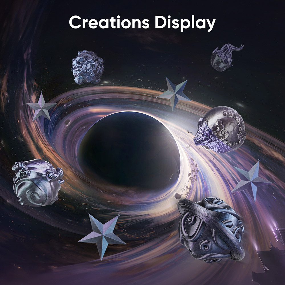 ERYONE Burnt Titanium Tri Color PLA Filament 1kg - Blue & Green & Rose-red