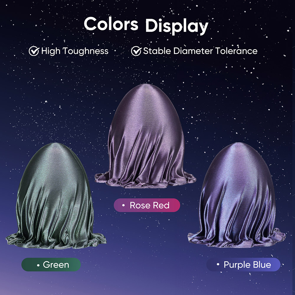 ERYONE Burnt Titanium Tri Color PLA Filament 1kg - Green & Rose-red & Purple-blue