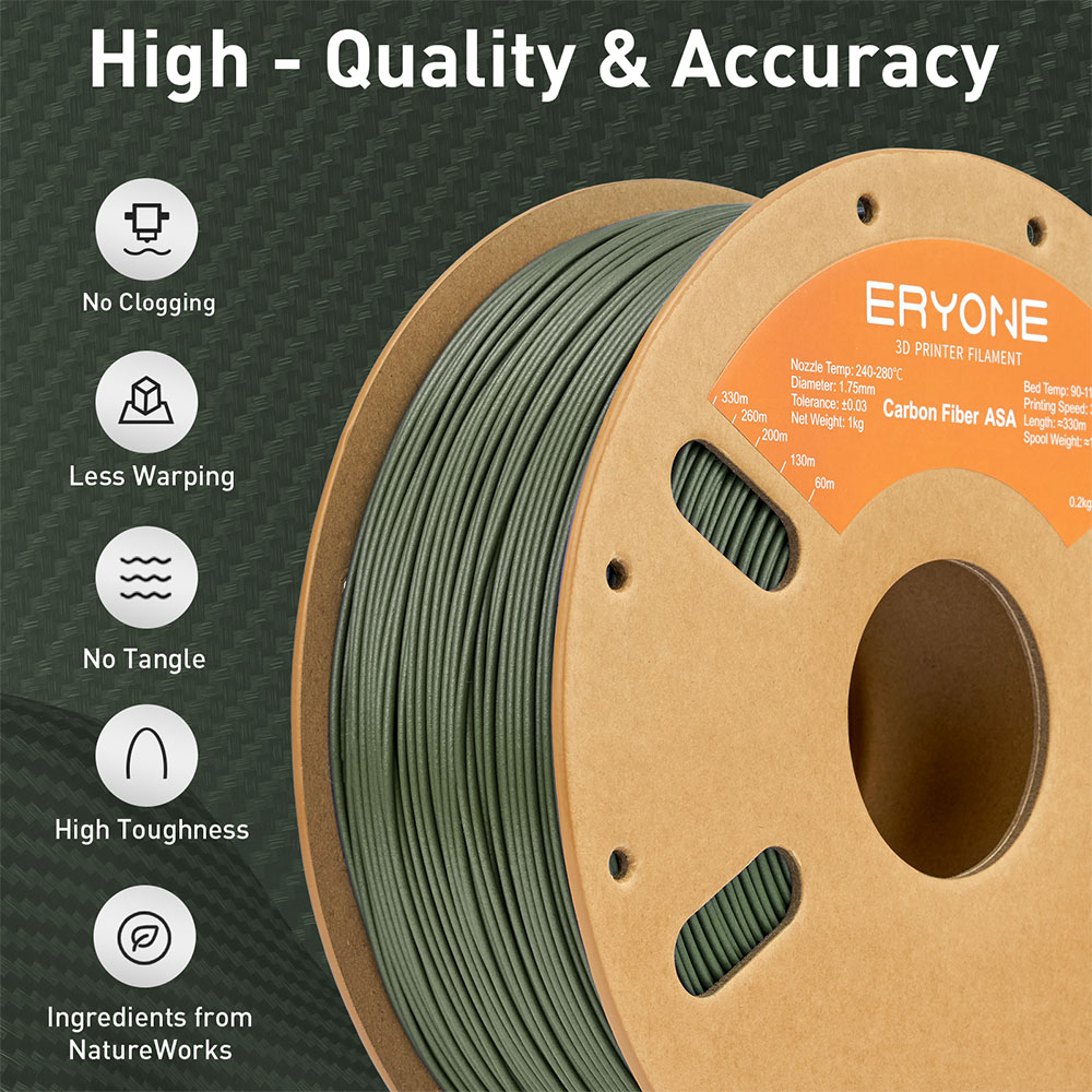 ERYONE Carbon Fiber ASA Filament 1kg - Olive Green