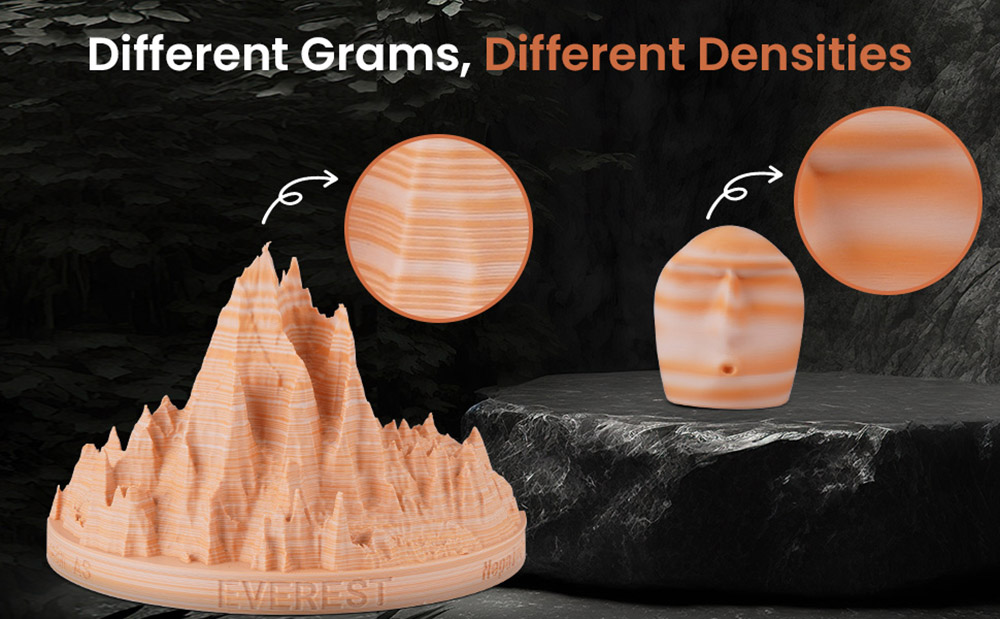 ERYONE High Speed PLA Matte Twisted Filament 1kg - Zebra Stone