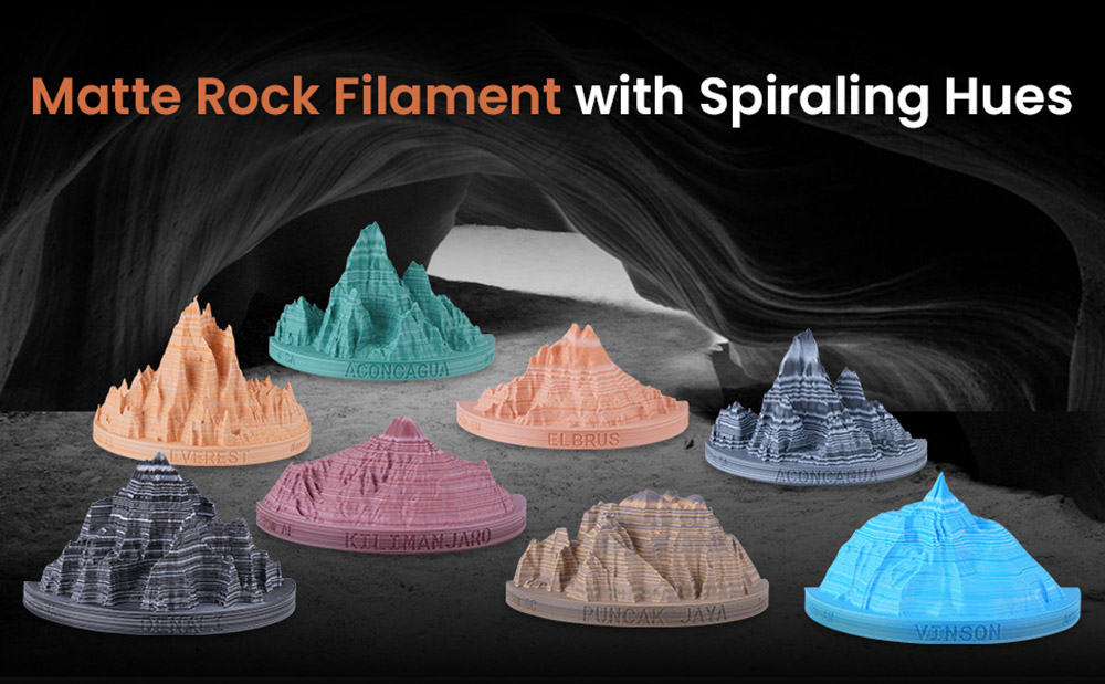 ERYONE High Speed PLA Matte Twisted Filament 1kg - Zebra Stone