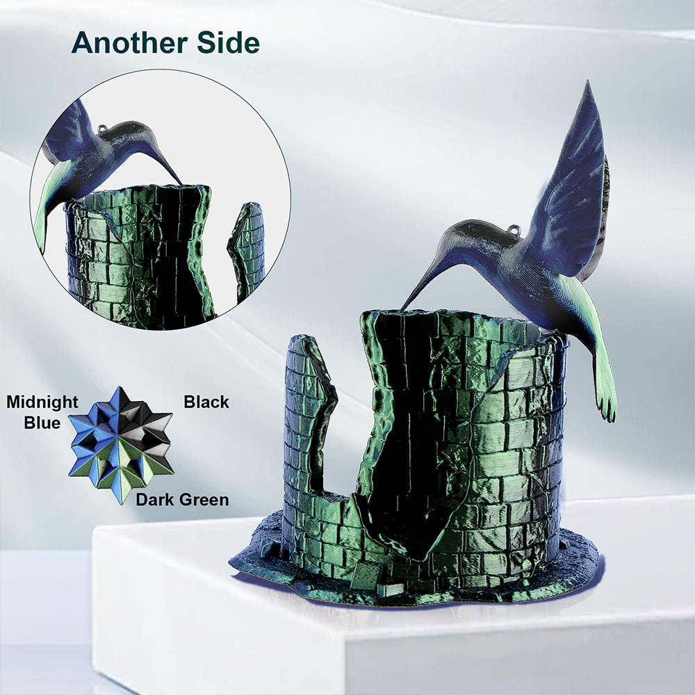 ERYONE Hyper PLA Silk Tri-color Filament 1kg - Dark Green & Midnight Blue & Black