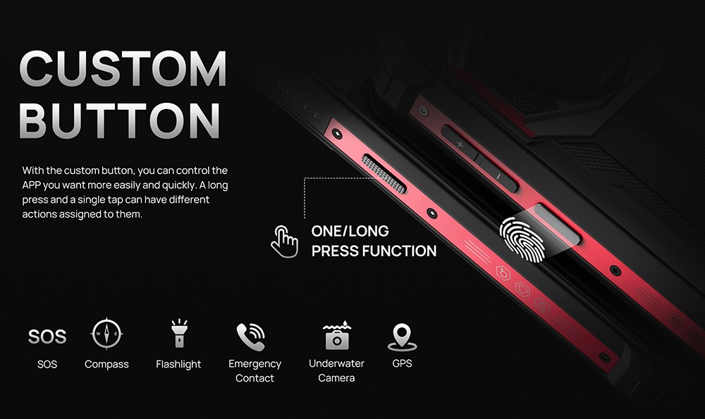 FOSSiBOT F101 Smartphone Robust, 4GB+64GB, Triple Caméra IA, Haut-parleur 123dB, Batterie 10600mAh, Déverrouillage Empreinte/Visage, Écran 5,45 Pouces HD+ IPS, Android 12 - Noir et Rouge