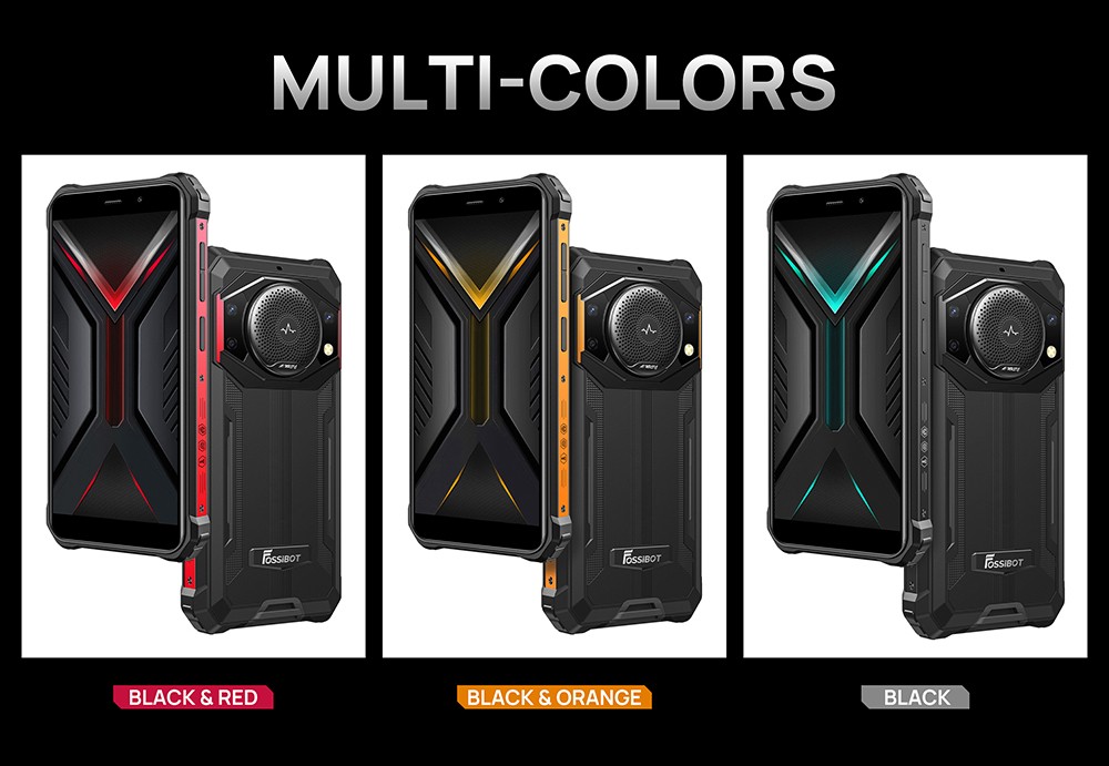 FOSSiBOT F101 Smartphone Robust, 4GB+64GB, Triple Caméra IA, Haut-parleur 123dB, Batterie 10600mAh, Déverrouillage Empreinte/Visage, Écran 5,45 Pouces HD+ IPS, Android 12 - Noir et Rouge