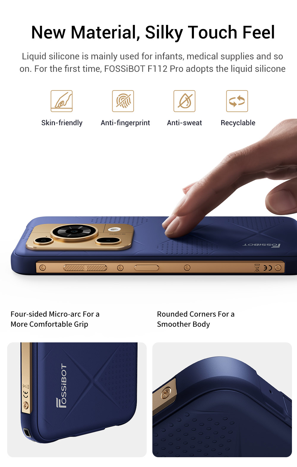 FOSSiBOT F112 Pro 5G odolný telefón, 50MP+5MP zadný fotoaparát, 7150mAh batéria, 6.88-palcový HD+ displej, 8 GB RAM 256 GB ROM, Android 14, IP68/IP69K, zelený