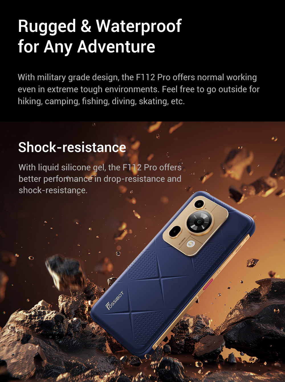 FOSSiBOT F112 Pro 5G Rugged Phone, 50MP+5MP zadný fotoaparát, 7150mAh batéria, 6.88-palcový HD+ displej, 8 GB RAM 256 GB ROM, Android 14, IP68/IP69K, zelený