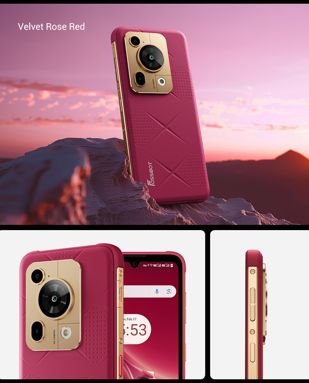 FOSSiBOT F112 Pro 5G odolný telefón, 50MP+5MP zadný fotoaparát, 7150mAh batéria, 6.88-palcový HD+ displej, 8GB RAM 256GB ROM, Android 14, IP68/IP69K, oranžový