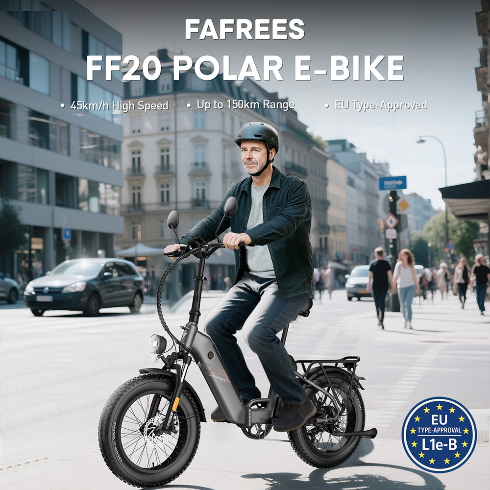 Fafrees FF20 Polar Electric Bike, 500W Motor, 48V 24Ah Dual Batteries, 20*4.0 palcové pneumatiky, max. rýchlosť 45 km/h, max. dojazd 150 km, mechanické kotúčové brzdy, predná odpružená vidlica, 7-rýchlostná prevodovka Shimano - Mint Green