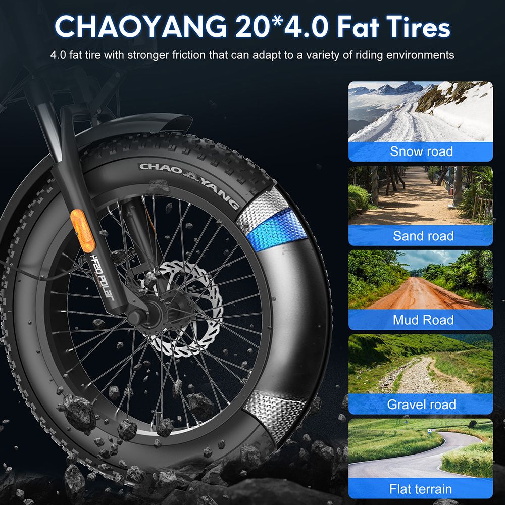 Fafrees FF20 Polar Electric Bike, 500W Motor, 48V 24Ah Dual Batteries, 20*4.0 palcové pneumatiky, max. rýchlosť 45 km/h, max. dojazd 150 km, mechanické kotúčové brzdy, predná odpružená vidlica, 7-rýchlostná prevodovka Shimano - Mint Green