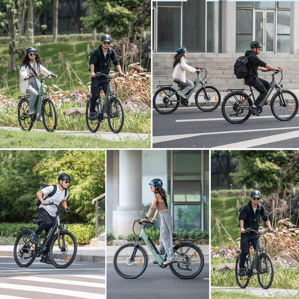 Foride Roamer 1 Step-thru Electric Bike, 250W motor, 36V 13Ah batéria, 27,5 palcové pneumatiky, max. rýchlosť 25 km/h, max. dojazd 100 km, kotúčové brzdy, odpruženie s uzamykaním, Shimano 7 rýchlostí - sivé