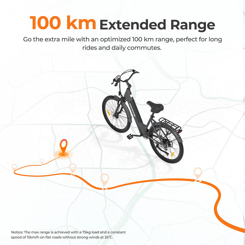 Foride Roamer 1 Step-thru Electric Bike, 250W motor, 36V 13Ah batéria, 27,5 palcové pneumatiky, max. rýchlosť 25km/h, max. dojazd 100km, kotúčové brzdy, odpruženie s uzamykaním, Shimano 7 rýchlostí - sivá