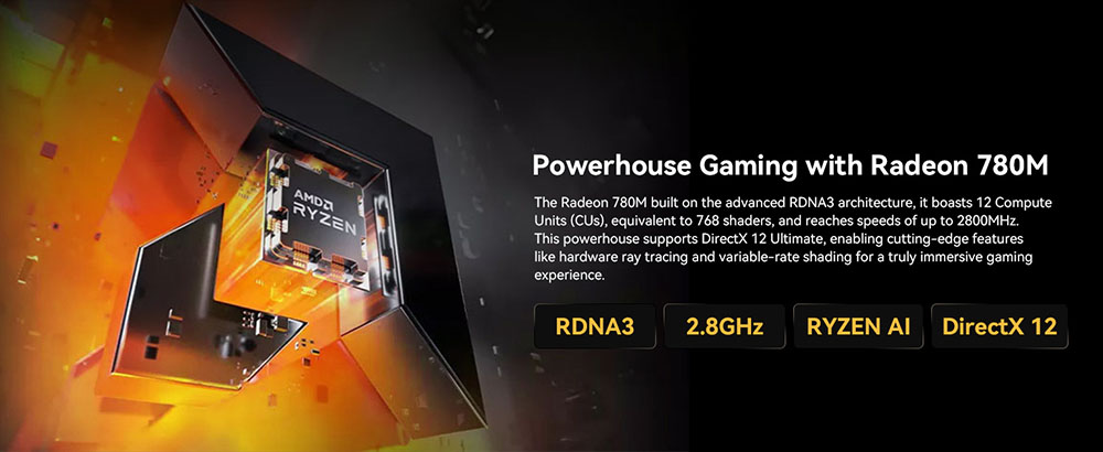 GEEKOM A8 AI Mini PC, AMD Ryzen 7 8745HS 8 jadier max. 5,1 GHz, 32 GB DDR5 RAM 1 TB SSD, USB3.2 Type-C(8K@30Hz) + USB4.0 Type-C(8K@30Hz) + 2*HDMI2.0(4K@60Hz) Displej so štyrmi obrazovkami, WiFi 6E Bluetooth5.2, 3*USB3.2 Type-A, 1*USB2.0, 1*RJ45, 1*Headset Jack