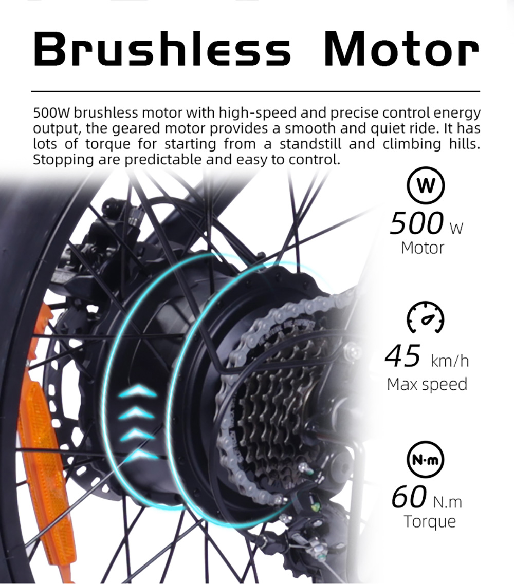 V&eacute;lo &eacute;lectrique GOGOBEST GF200, moteur 500 W, batterie 48 V 15,6 Ah, pneus 20 x 3 pouces, vitesse maximale 45 km/h, autonomie maximale 80 km, freins &agrave; disque m&eacute;caniques, Shimano 7 vitesses, &eacute;cran LCD - Noir