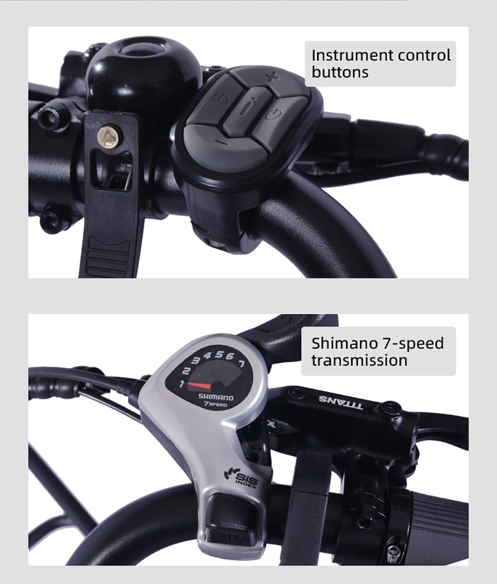 V&eacute;lo &eacute;lectrique GOGOBEST GF200, moteur 500 W, batterie 48 V 15,6 Ah, pneus 20 x 3 pouces, vitesse maximale 45 km/h, autonomie maximale 80 km, freins &agrave; disque m&eacute;caniques, Shimano 7 vitesses, &eacute;cran LCD - Noir