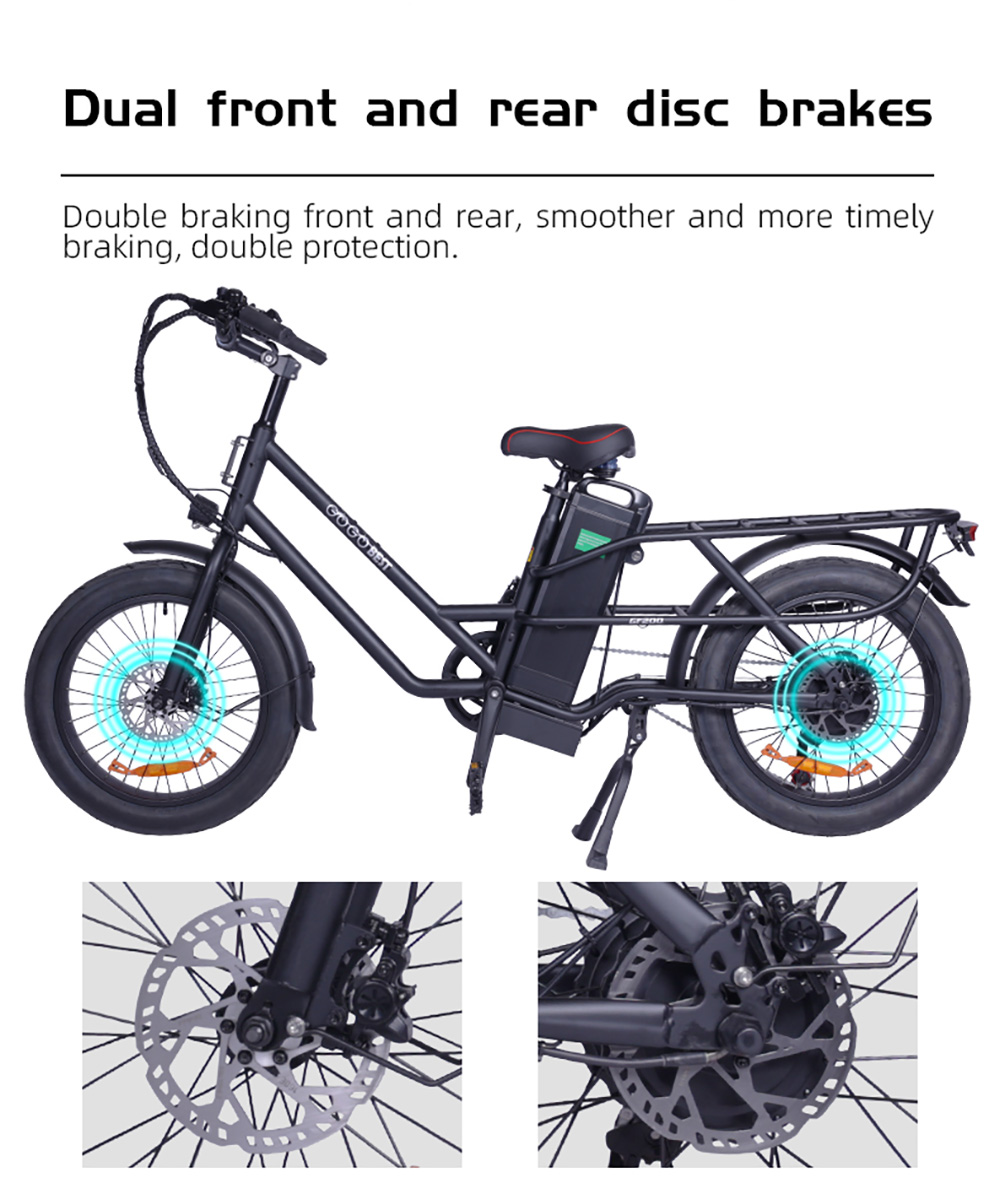 GOGOBEST GF200 Electric Bike, 500W Motor, 48V 15.6Ah Battery, 20*3.0 inch Tires, 45km/h Max Speed, 80km Max Range, Mechanical Disc Brakes, Shimano 7-speed, LCD Display - Green