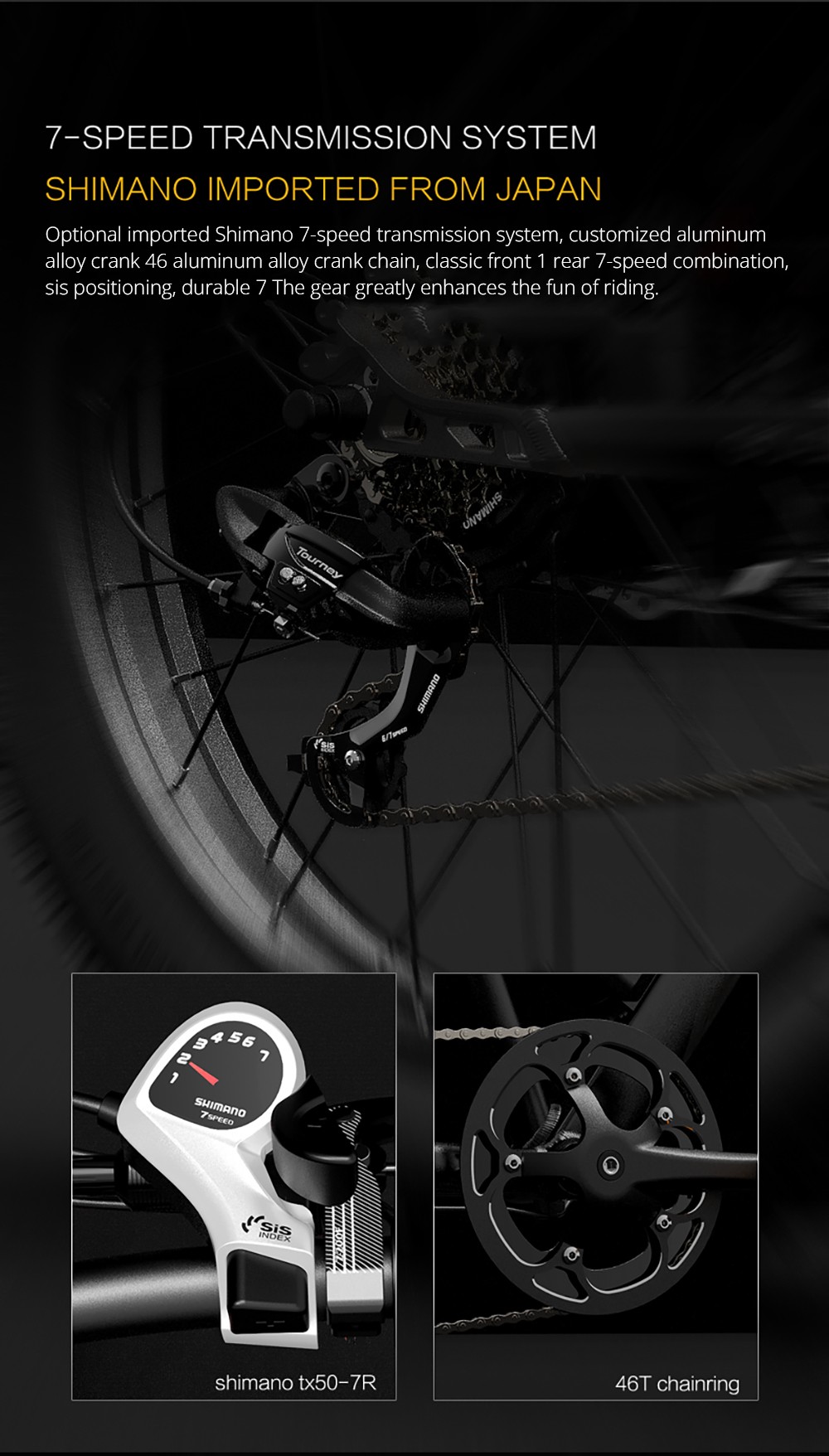 GOGOBEST GF600 Plus Electric Bike, 1000W Motor, 48V 20Ah, 26*4.0 palcové pneumatiky, max. rýchlosť 45 km/h, dojazd 150 km, hydraulické kotúčové brzdy, odpruženie olejovou pružinou, 7-rýchlostný prevod Shimano - čierno-oranžový