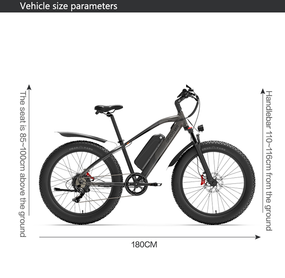 GOGOBEST GF600 Plus Electric Bike, 1000W Motor, 48V 20Ah, 26*4.0 palcové pneumatiky, max. rýchlosť 45 km/h, dojazd 150 km, hydraulické kotúčové brzdy, odpruženie olejovou pružinou, 7-rýchlostný prevod Shimano - čierno-oranžový