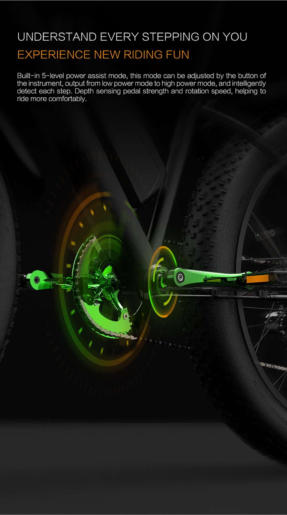 GOGOBEST GF600 Plus Electric Bike, 1000W Motor, 48V 20Ah, 26*4.0 palcové pneumatiky, max. rýchlosť 45 km/h, dojazd 150 km, hydraulické kotúčové brzdy, odpruženie olejovou pružinou, 7-rýchlostný prevod Shimano - čierno-oranžový