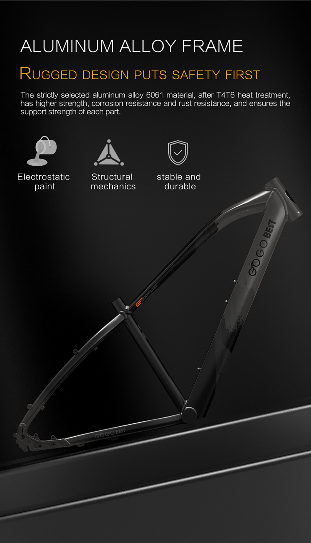 GOGOBEST GF600 Plus Electric Bike, 1000W Motor, 48V 20Ah, 26*4.0 palcové pneumatiky, max. rýchlosť 45 km/h, dojazd 150 km, hydraulické kotúčové brzdy, odpruženie olejovou pružinou, 7-stupňová prevodovka Shimano - čierno-oranžová