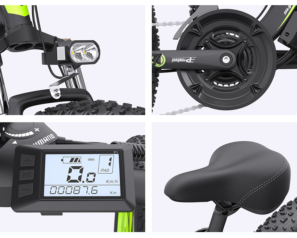 GOGOBEST GF700 Electric Bike, 2*500W Dual Motor, 48V 18.2Ah Battery, 26*4.0 palcové pneumatiky, max. rýchlosť 25 km/h, max. dojazd 70 km, mechanické kotúčové brzdy, odpruženie prednej vidlice, Shimano 21 rýchlostí - čierno-žltý