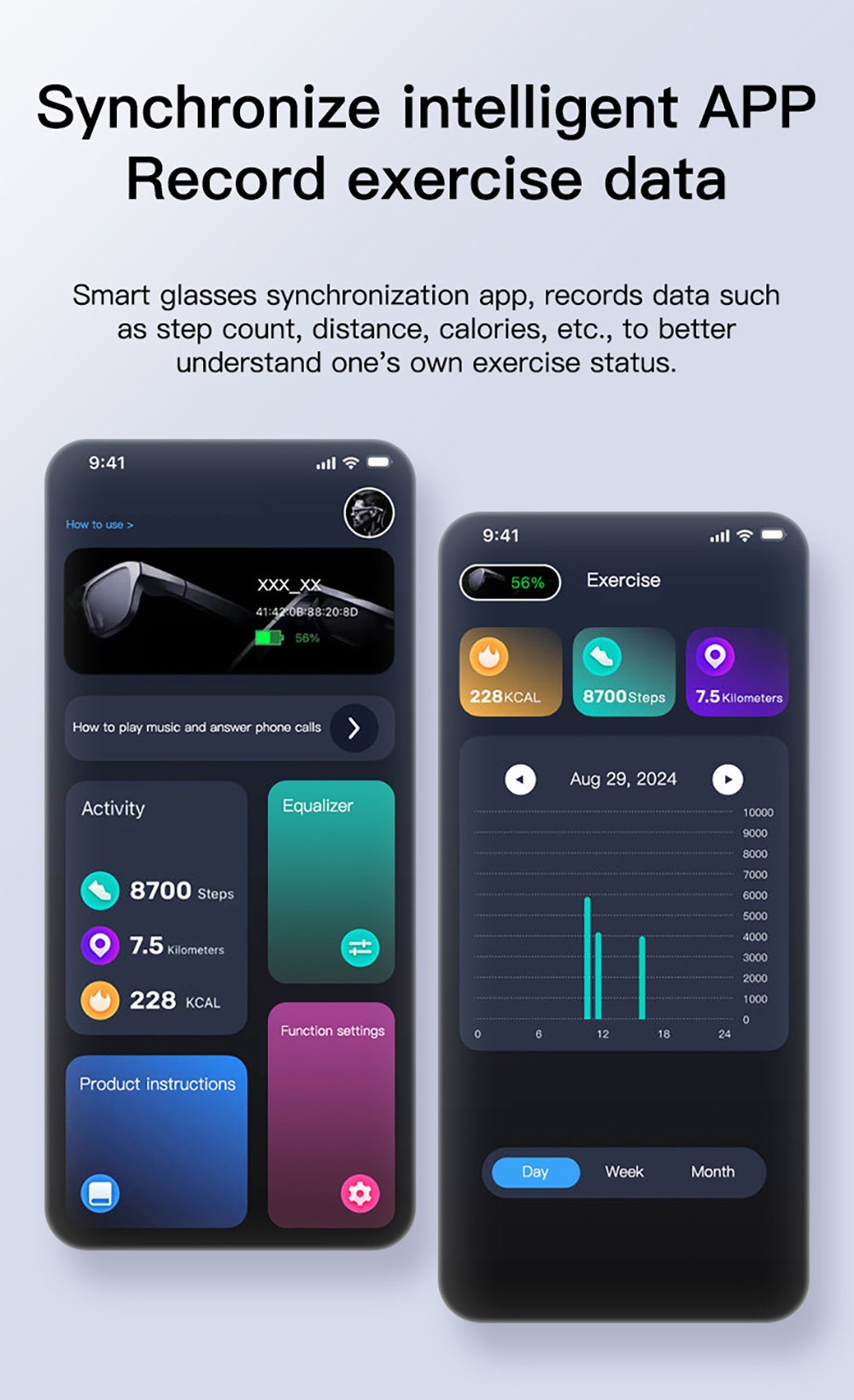 GS300 Smart Bluetooth AI Glasses Audio Translation Glasses - Black