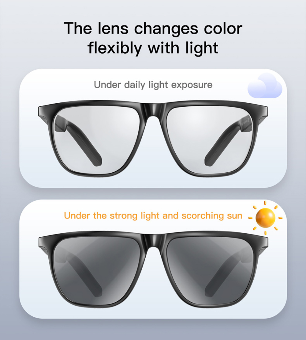 GS300 Smart Bluetooth AI Glasses Audio Translation Glasses - Black