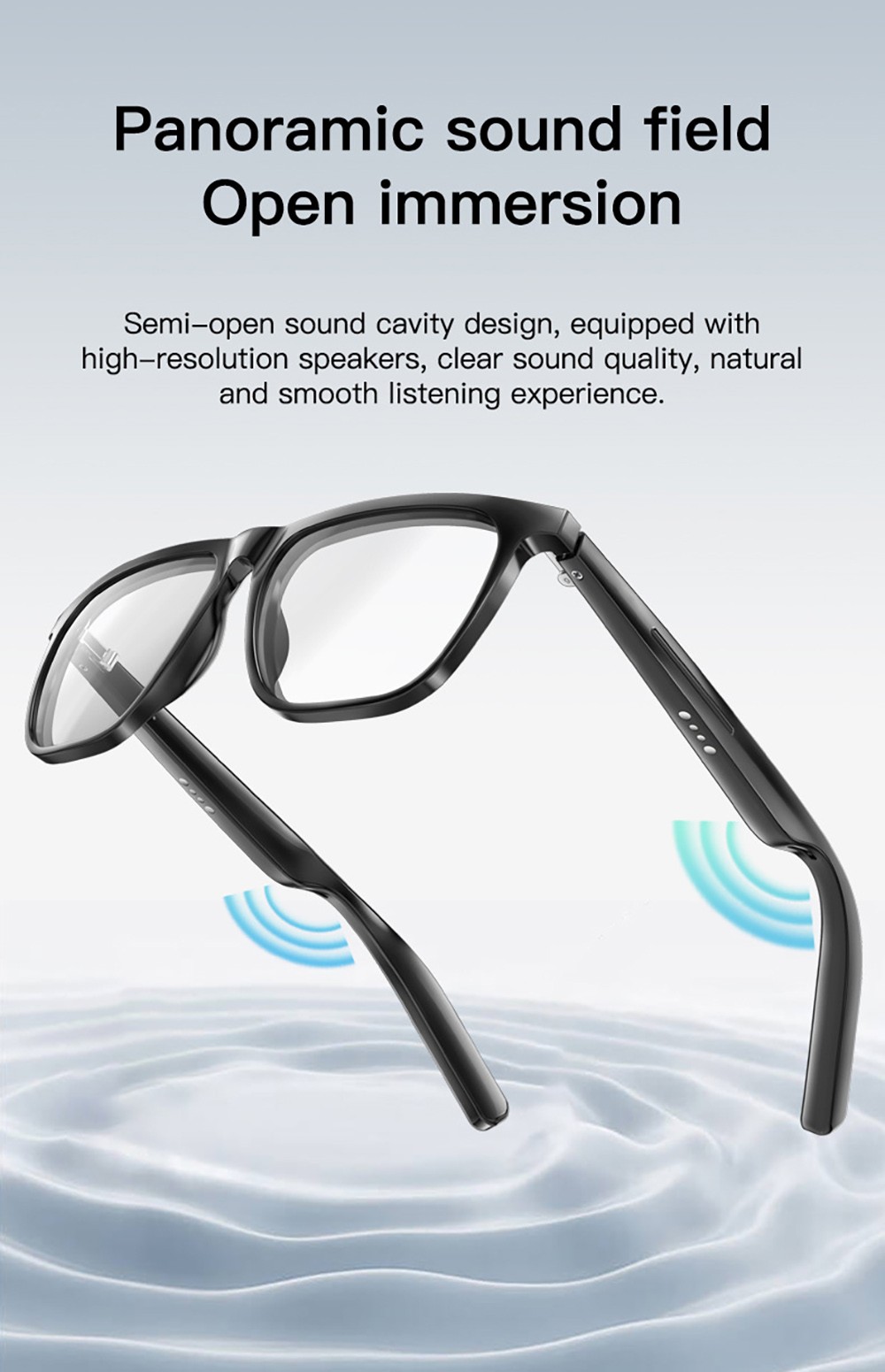 GS300 Smart Bluetooth AI Glasses Audio Translation Glasses - Black