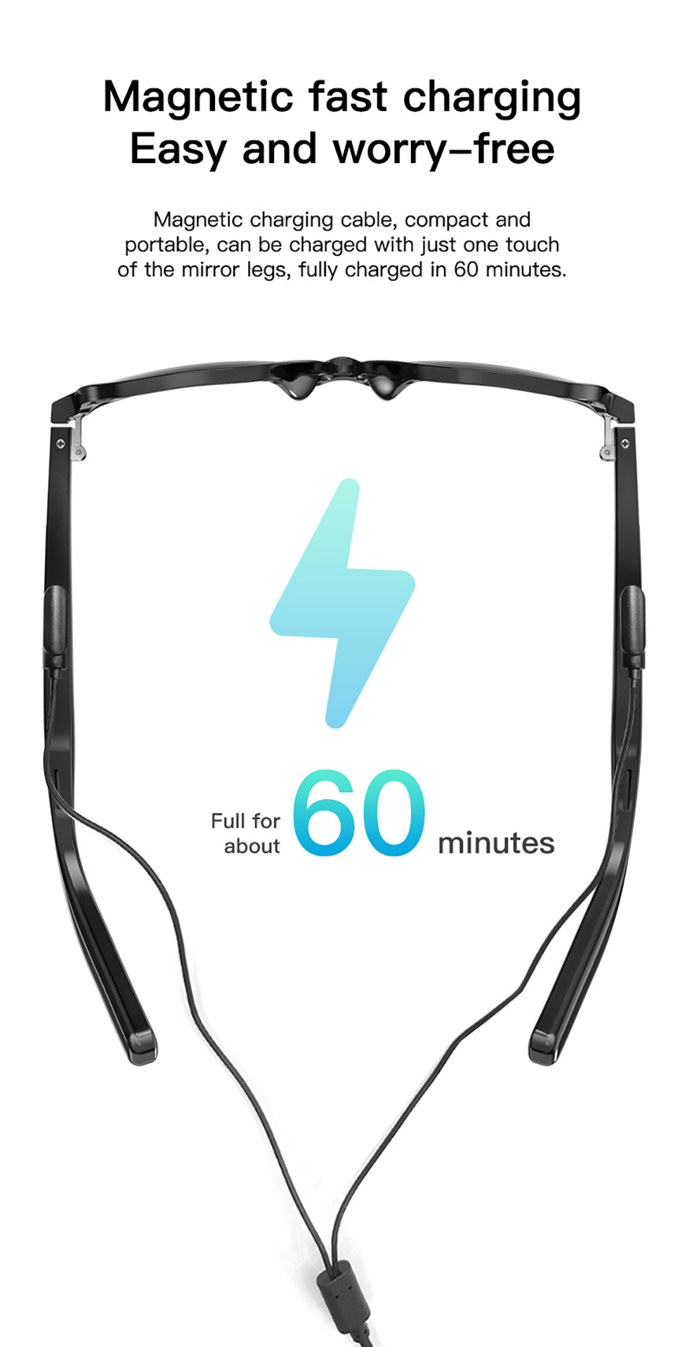 GS300 Smart Bluetooth AI Glasses Audio Translation Glasses - Blue