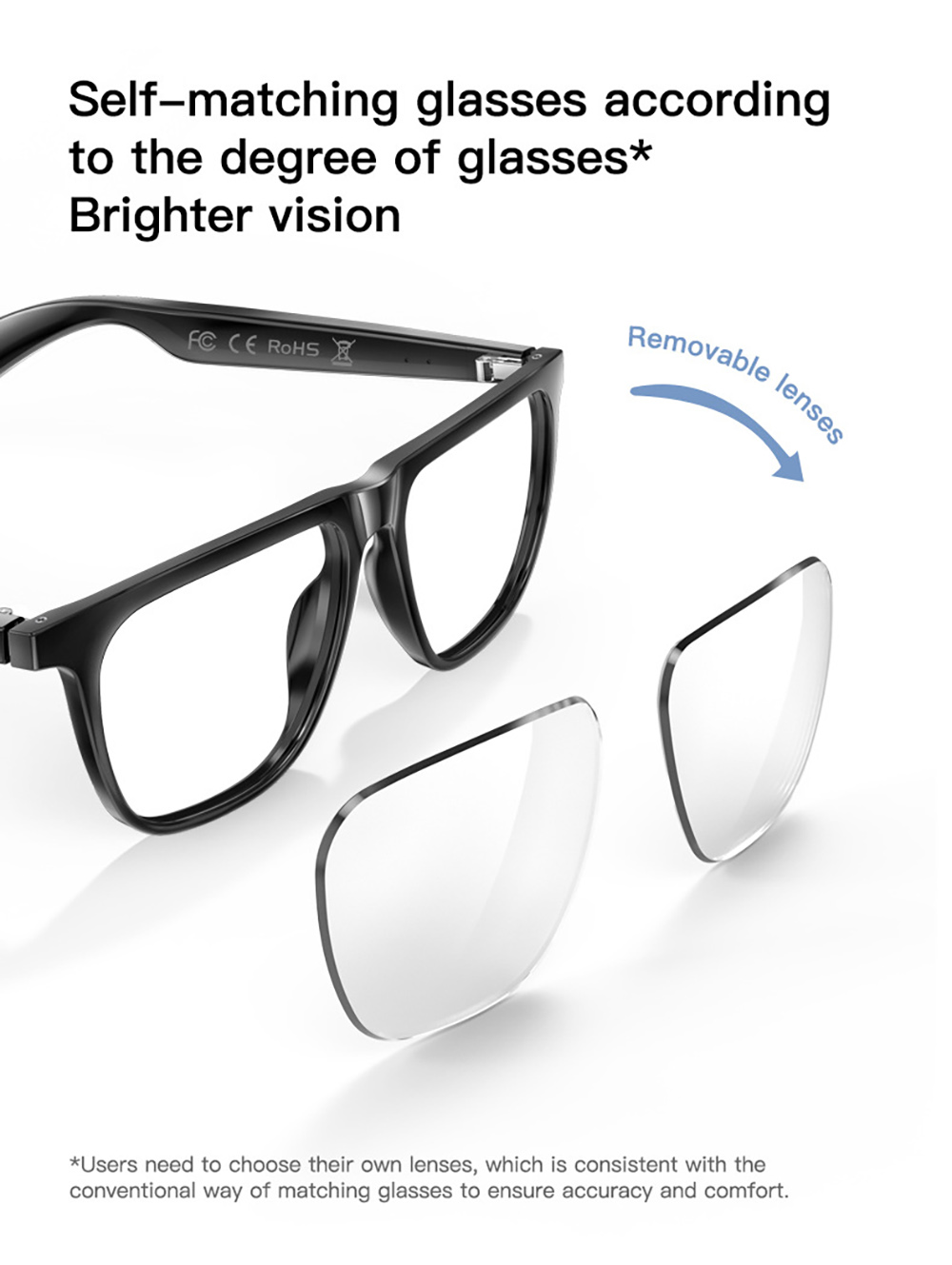 GS300 Smart Bluetooth AI Glasses Audio Translation Glasses - Blue