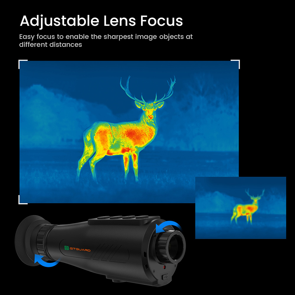 GTGUARD AI15 Thermal Imaging Monocular, 384*288 IR nočné videnie, 60 Hz obnovovacia frekvencia, 8x zoom, IP66 vodotesný, 32 GB pamäť, 5 režimov, 4000 mAh batéria