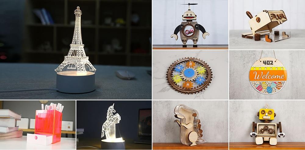 Gweike Cloud Pro 50W Desktop-Lasergravierer & -schneider mit Rotationsrolle, Gravur zylindrischer Objekte, Autofokus, 600mm/s Geschwindigkeit, 0,025mm Pr&auml;zision, WLAN-Steuerung, Panoramakamera, 510*300mm, ohne Luftfilter