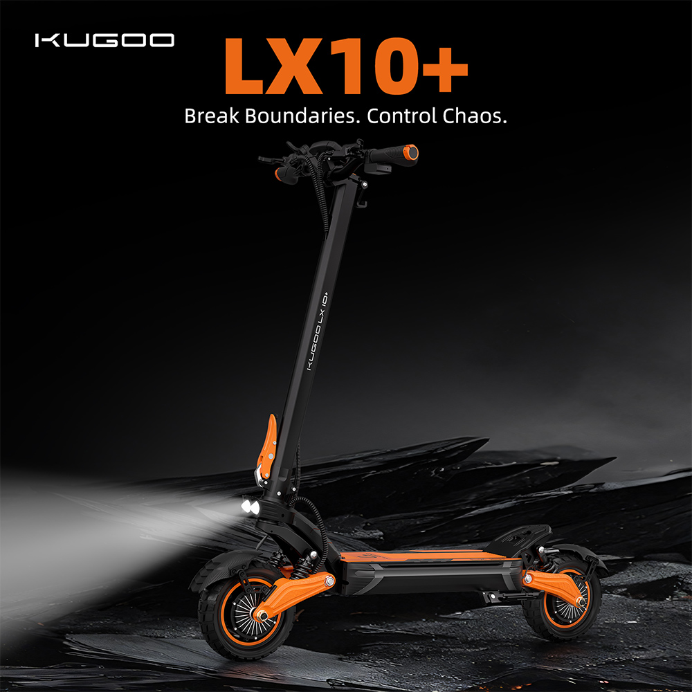 Elektrický skúter Kugoo LX10+, 2*1400W motor, 60V 20,8Ah batéria, 10-palcové pneumatiky, max. rýchlosť 72 km/h, dojazd 90 km, predné a zadné hydraulické kotúčové brzdy, odpruženie štyrmi pružinami