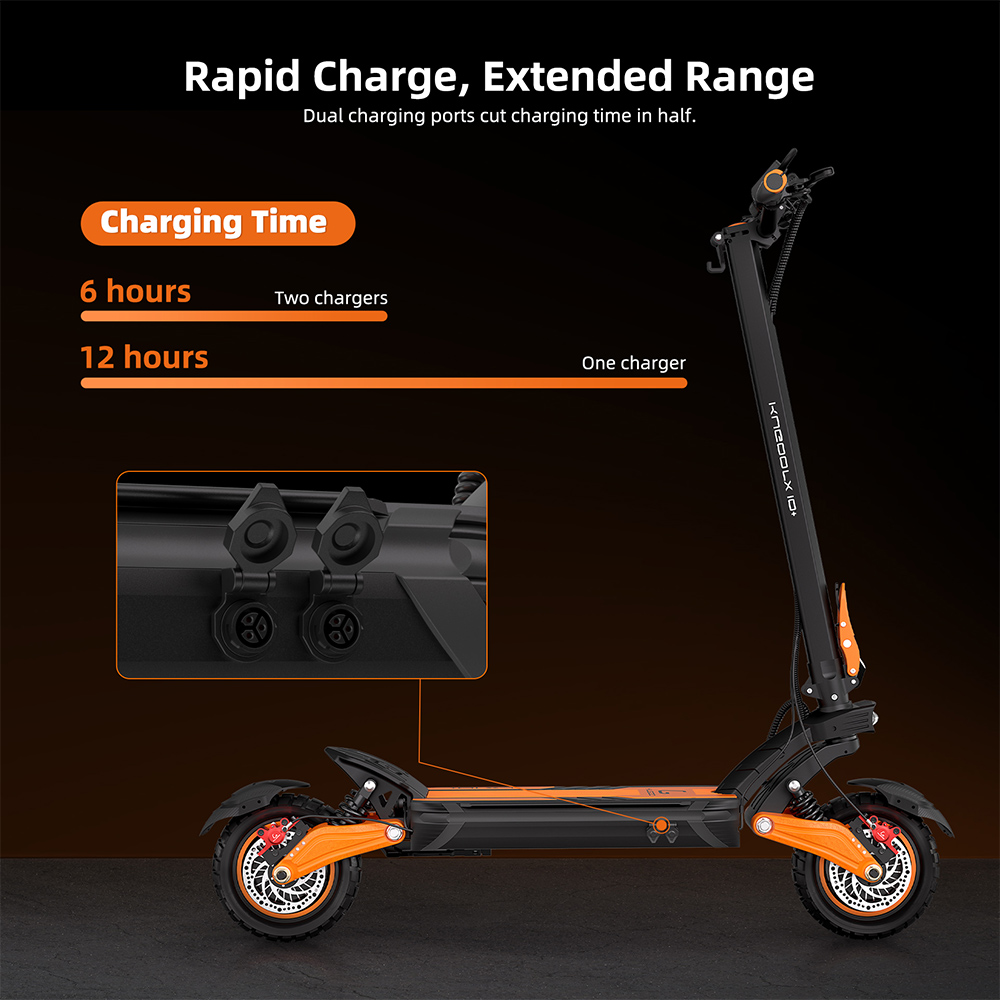 Elektrický skúter Kugoo LX10+, 2*1400W motor, 60V 20,8Ah batéria, 10-palcové pneumatiky, max. rýchlosť 72 km/h, dojazd 90 km, predné a zadné hydraulické kotúčové brzdy, odpruženie štyrmi pružinami