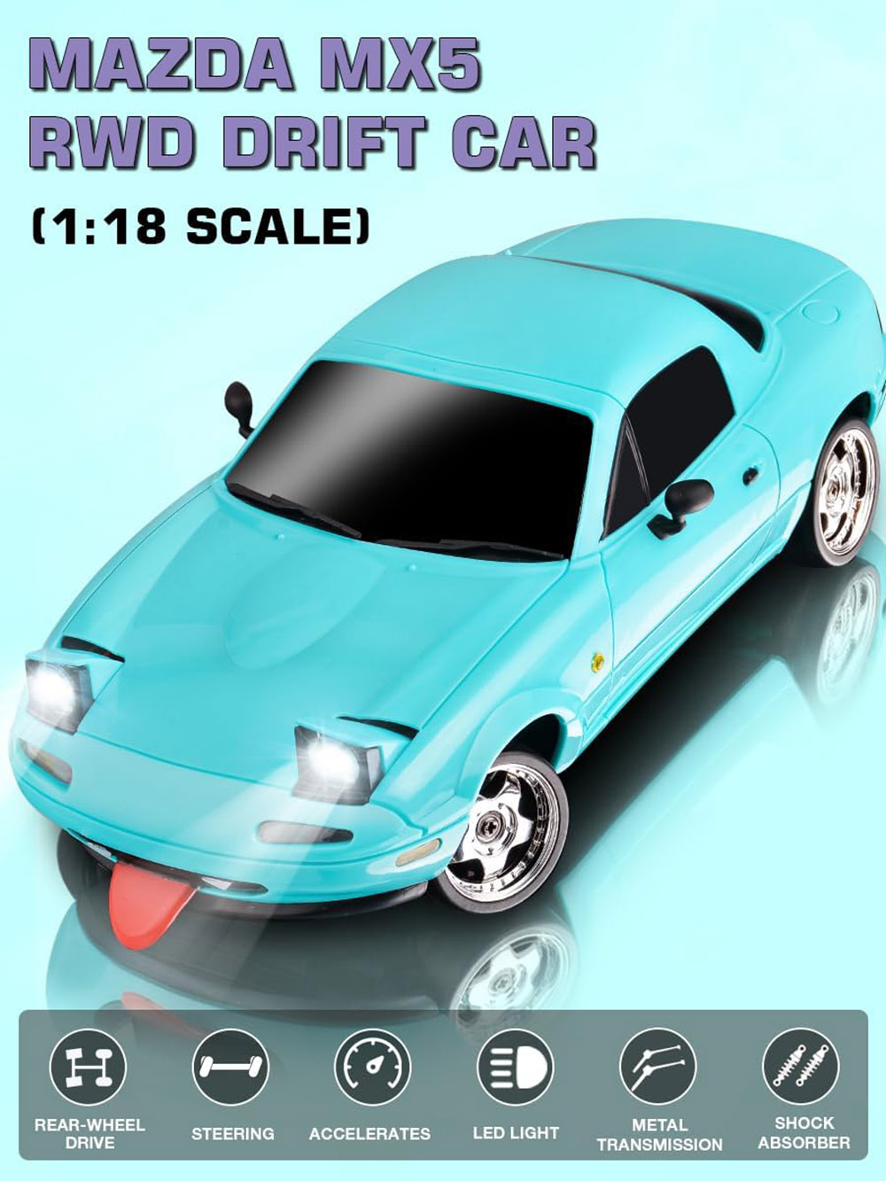 LD 1804 1/18 RC Drift Car 2.4GHz RWD RC Vehicle Toy - Blue