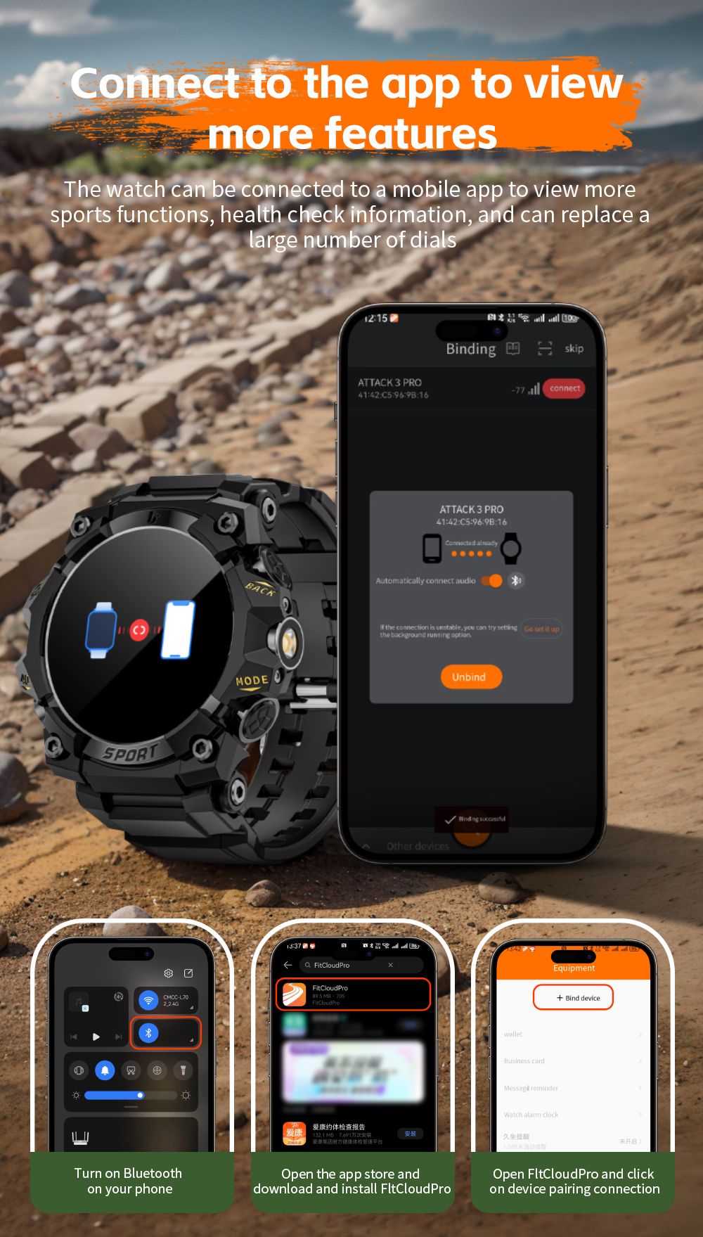 LOKMAT ATTACK 3 Pro Smartwatch, 1.39 inch HD Screen, Bluetooth Calling, Heart Rate Blood Oxygen Monitoring, 100+ Sports Modes, Al Voice Assistant - Black