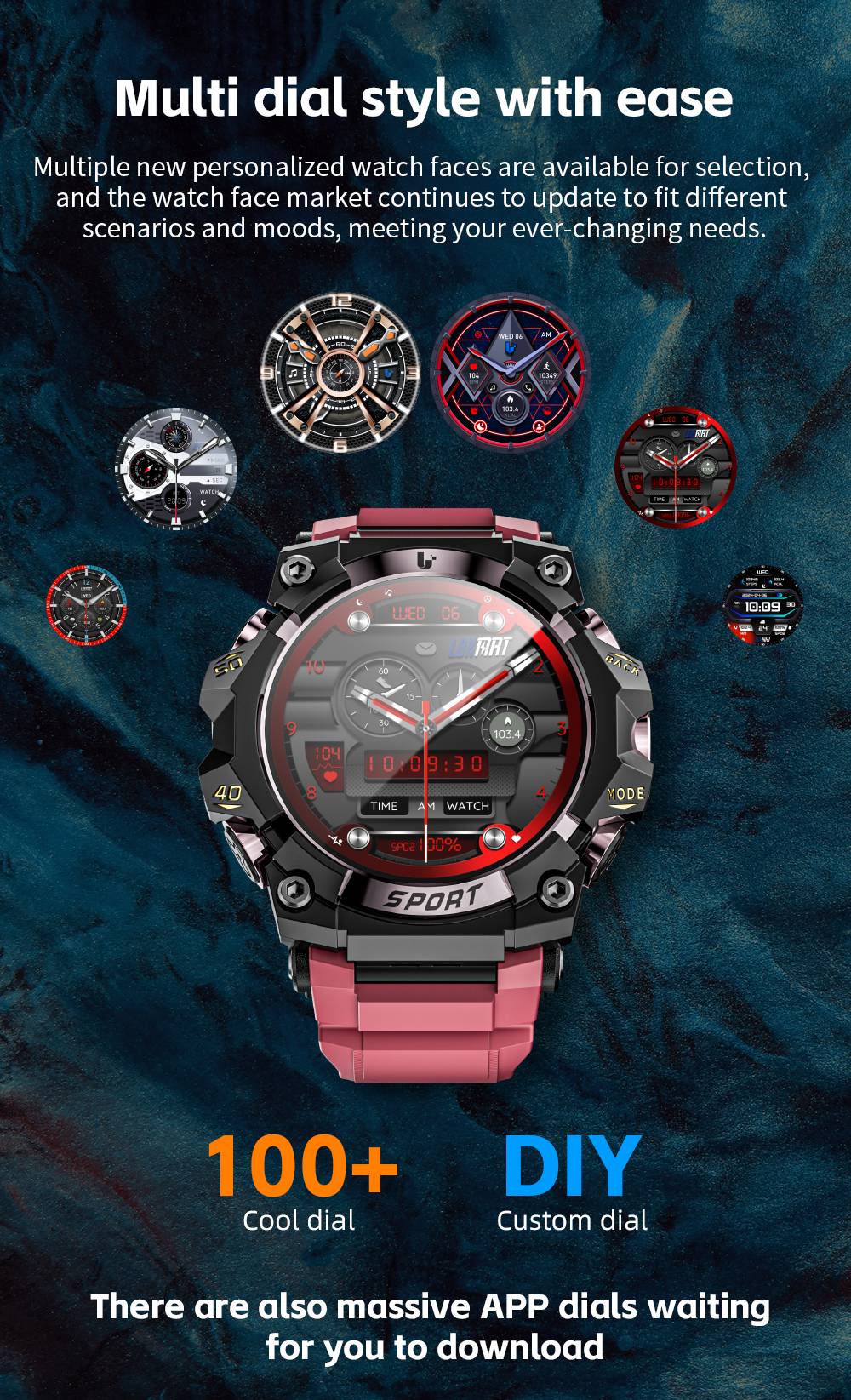 LOKMAT ATTACK 3 Pro Smartwatch, 1.39 inch HD Screen, Bluetooth Calling, Heart Rate Blood Oxygen Monitoring, 100+ Sports Modes, Al Voice Assistant - Red