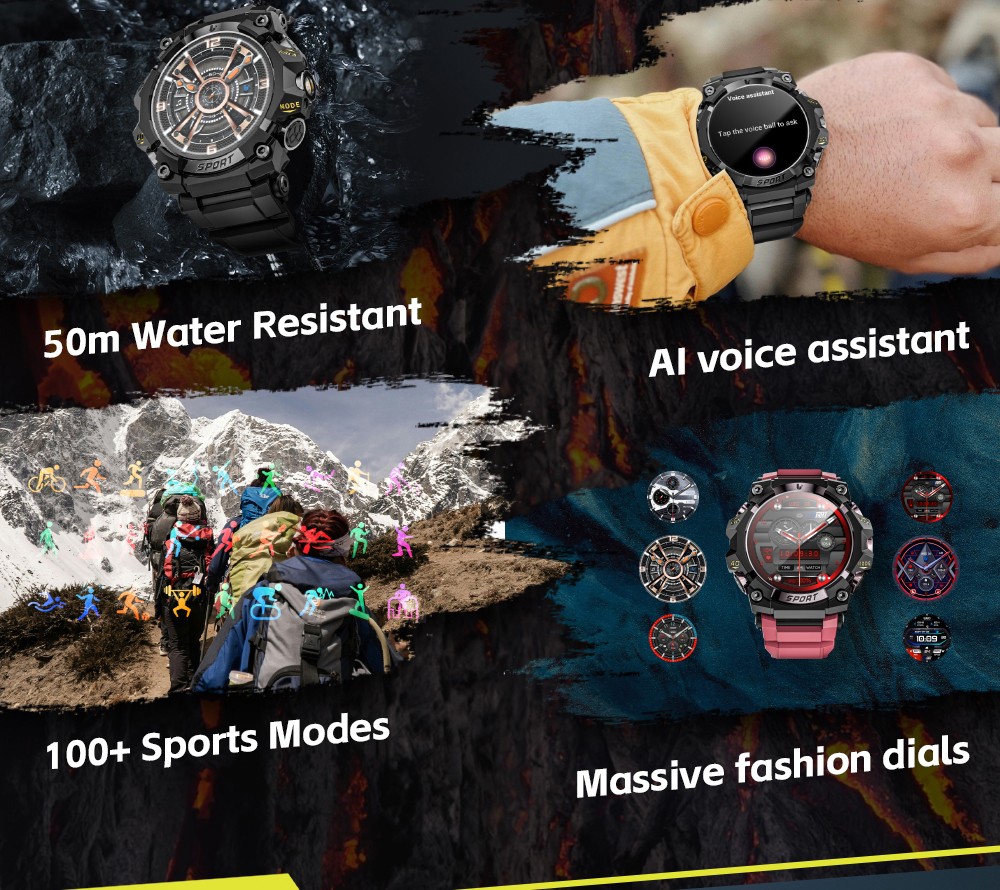 LOKMAT ATTACK 3 Pro Smartwatch, 1.39 inch HD Screen, Bluetooth Calling, Heart Rate Blood Oxygen Monitoring, 100+ Sports Modes, Al Voice Assistant - Red