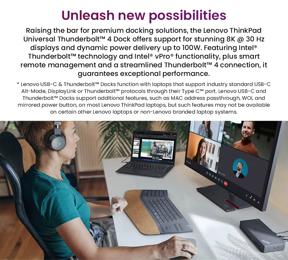 Lenovo ThinkPad USB-C/Thunderbolt 4 Dock, Max 135W Output