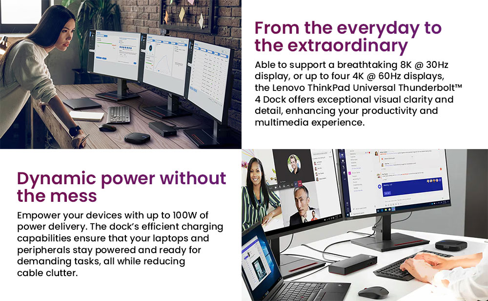 Lenovo ThinkPad USB-C/Thunderbolt 4 Dock, Max 135W Output
