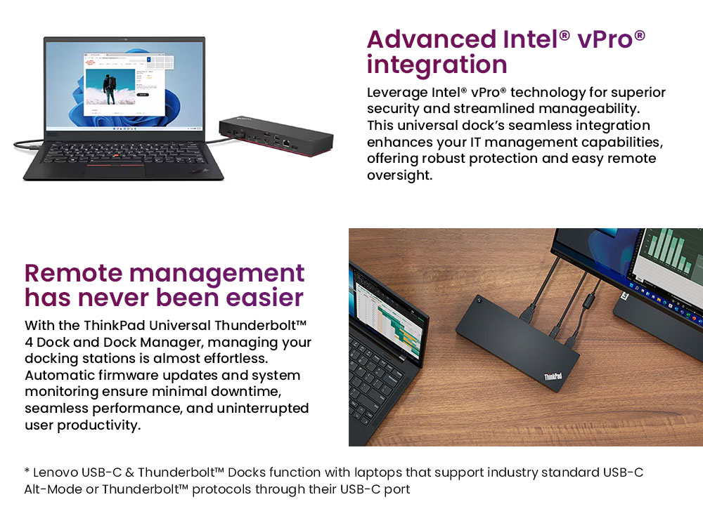 Lenovo ThinkPad USB-C/Thunderbolt 4 Dock, Max 135W Output